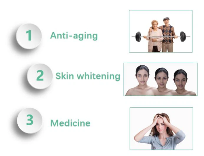 1.ti-aging,2.Skin whitening,3.Medicine