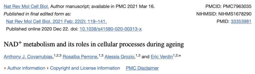 NAD+ metabolism and its roles in cellular processes during ageing